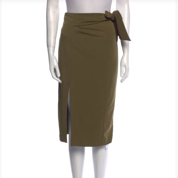 Alice and Olivia Green Maxi Pencil Skirt with Slit and Tie for Work - Picture 1 of 6